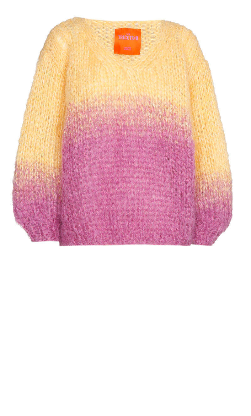 Les Tricots D'o | Mohair Pullover V Neck - Degrade Yellow/Plum