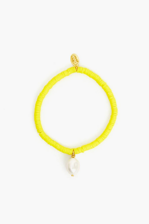 Clare V | Beaded Disc Bracelet - Neon Yellow