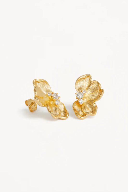 By Charlotte | Serene Lotus Statement Earrings - Gold
