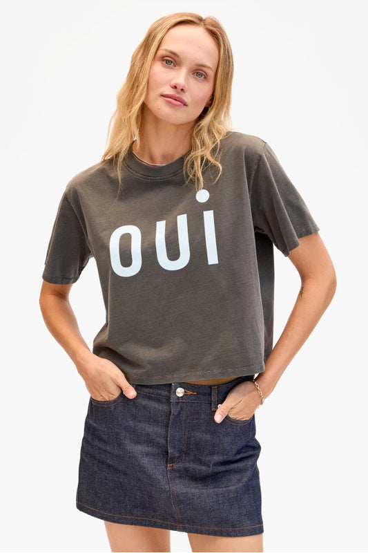 Clare V. | Le Carre Tee - Faded Black / Light Blue