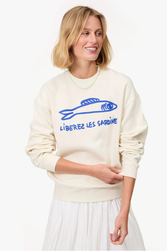 Clare V. | Oversized Sweatshirt Liberez Les Sardine - Cream