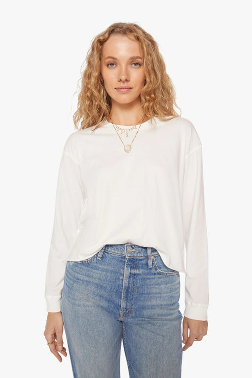 MOTHER | The L/S Slouchy Cut Off - Bright White