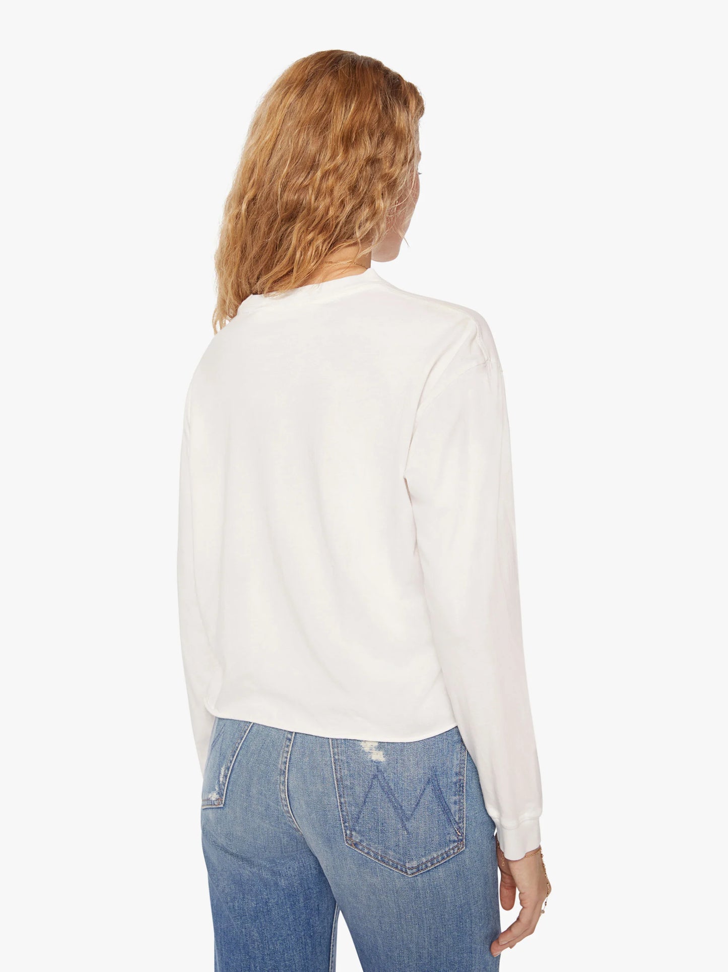 MOTHER | The L/S Slouchy Cut Off - Bright White