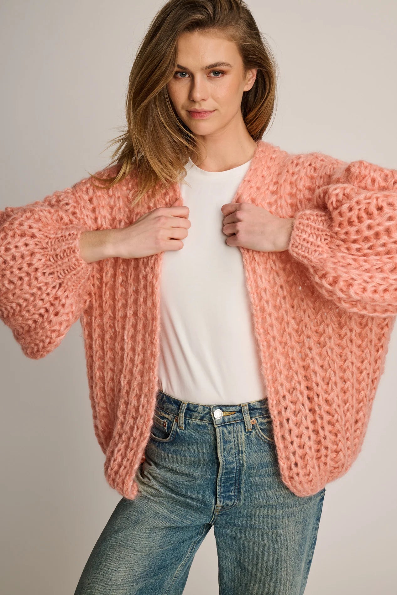 Les Tricots d'O | Tessa Cardigan Rib - Peach