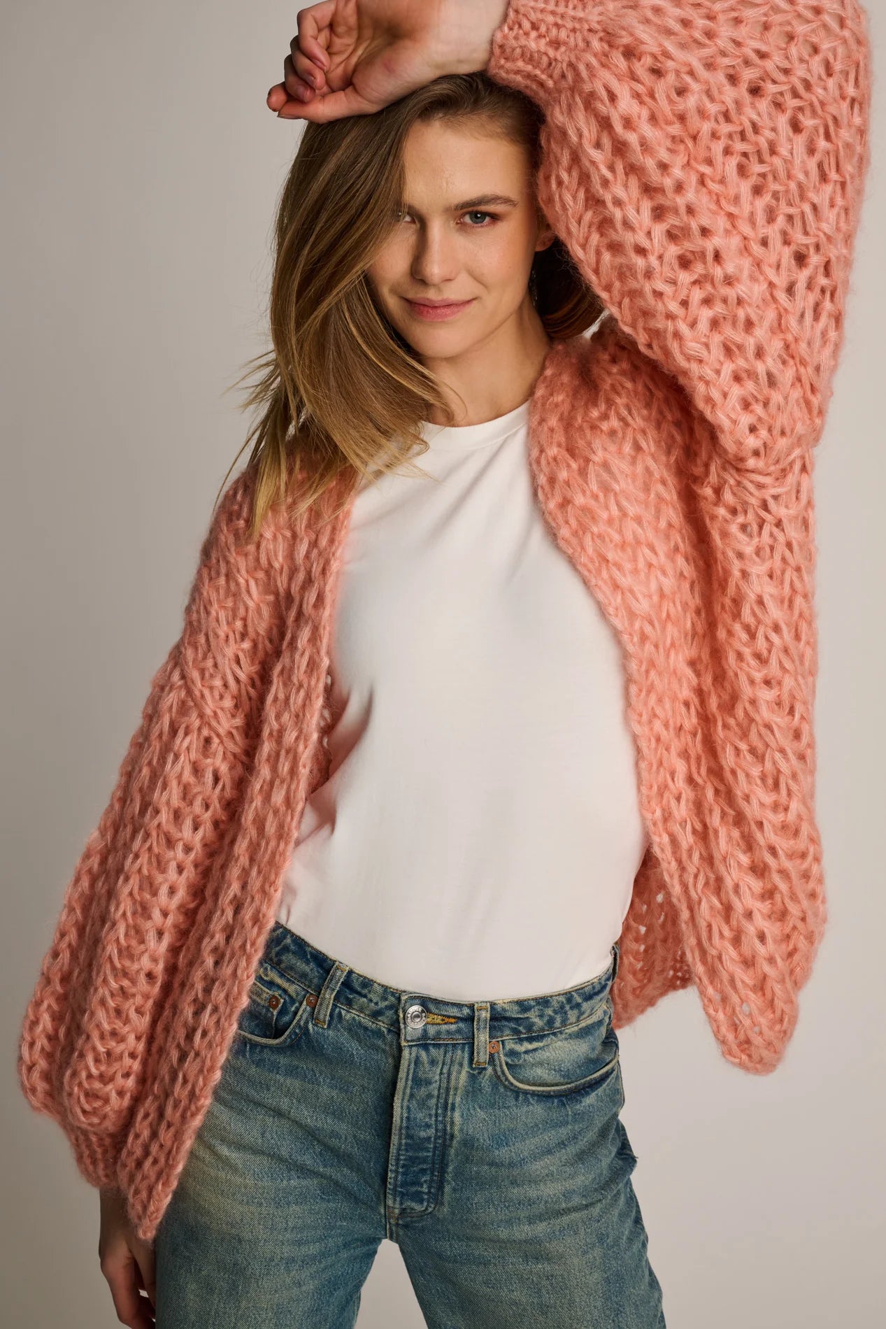 Les Tricots d'O | Tessa Cardigan Rib - Peach