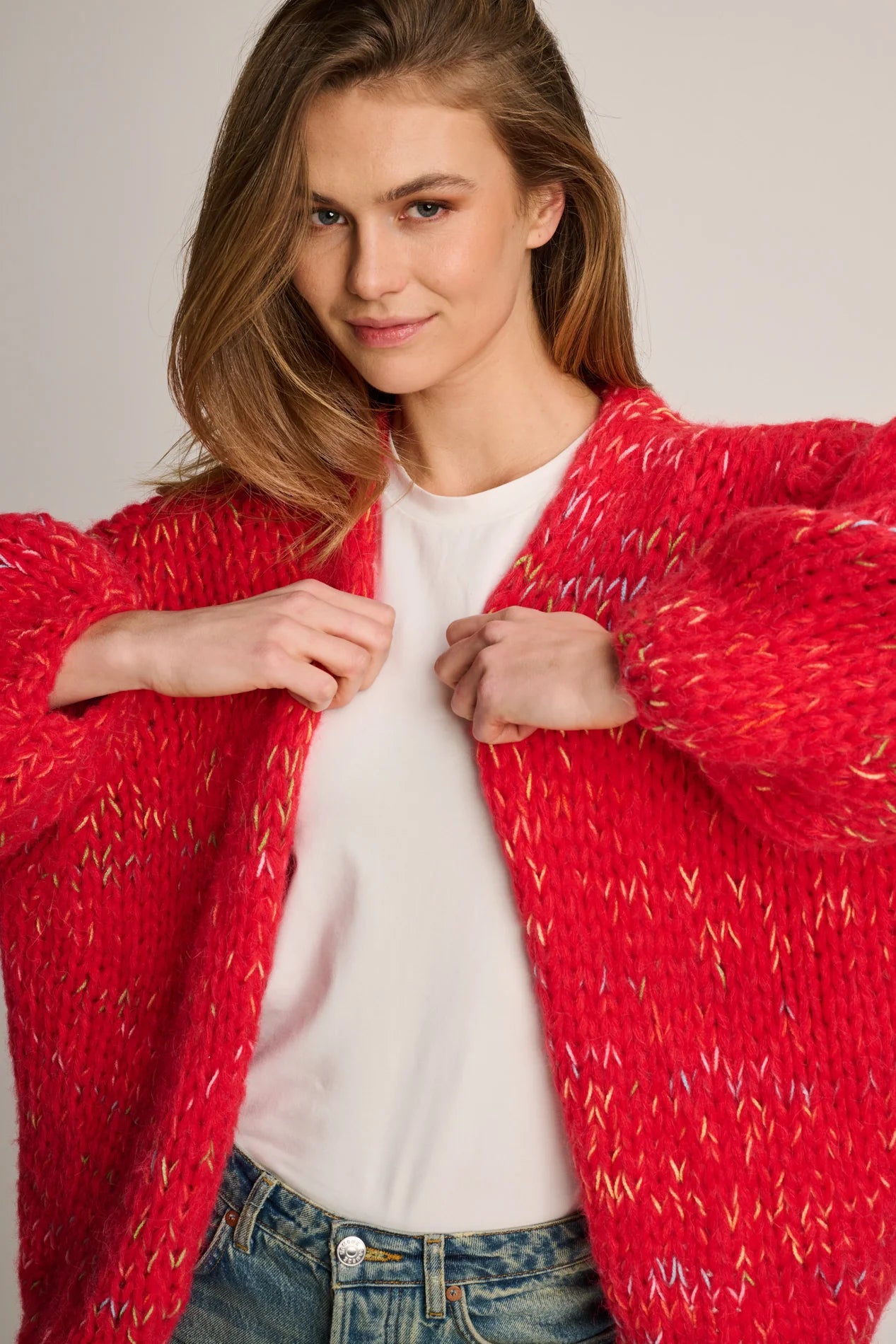 Les Tricots d'O | Isa Cardigan Short - Red Multi