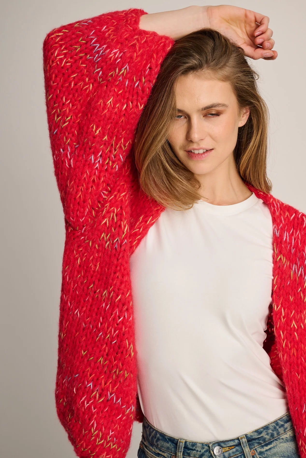 Les Tricots d'O | Isa Cardigan Short - Red Multi