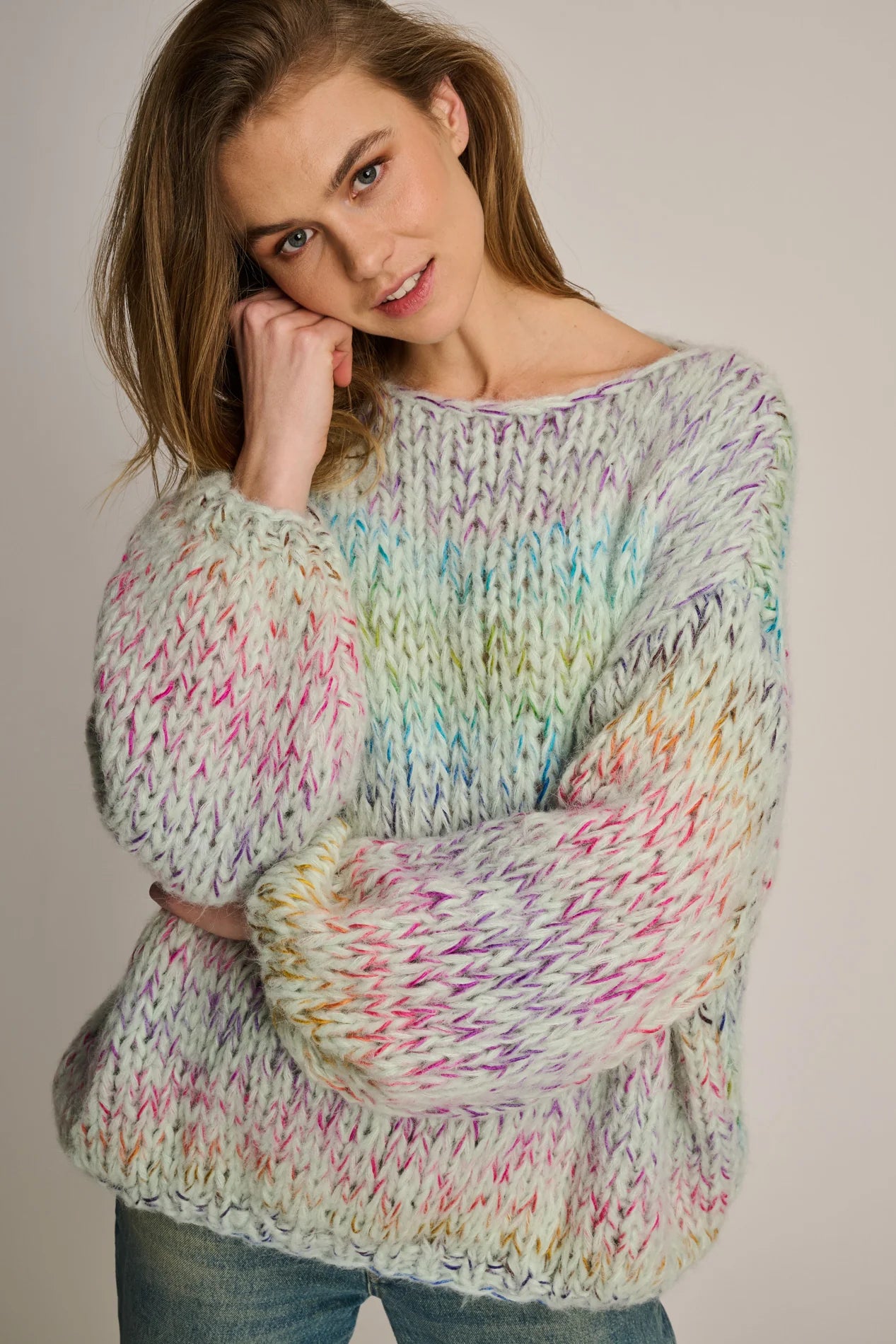 Les Tricots d'O | Amy Pullover Round Neck - Mint Multi