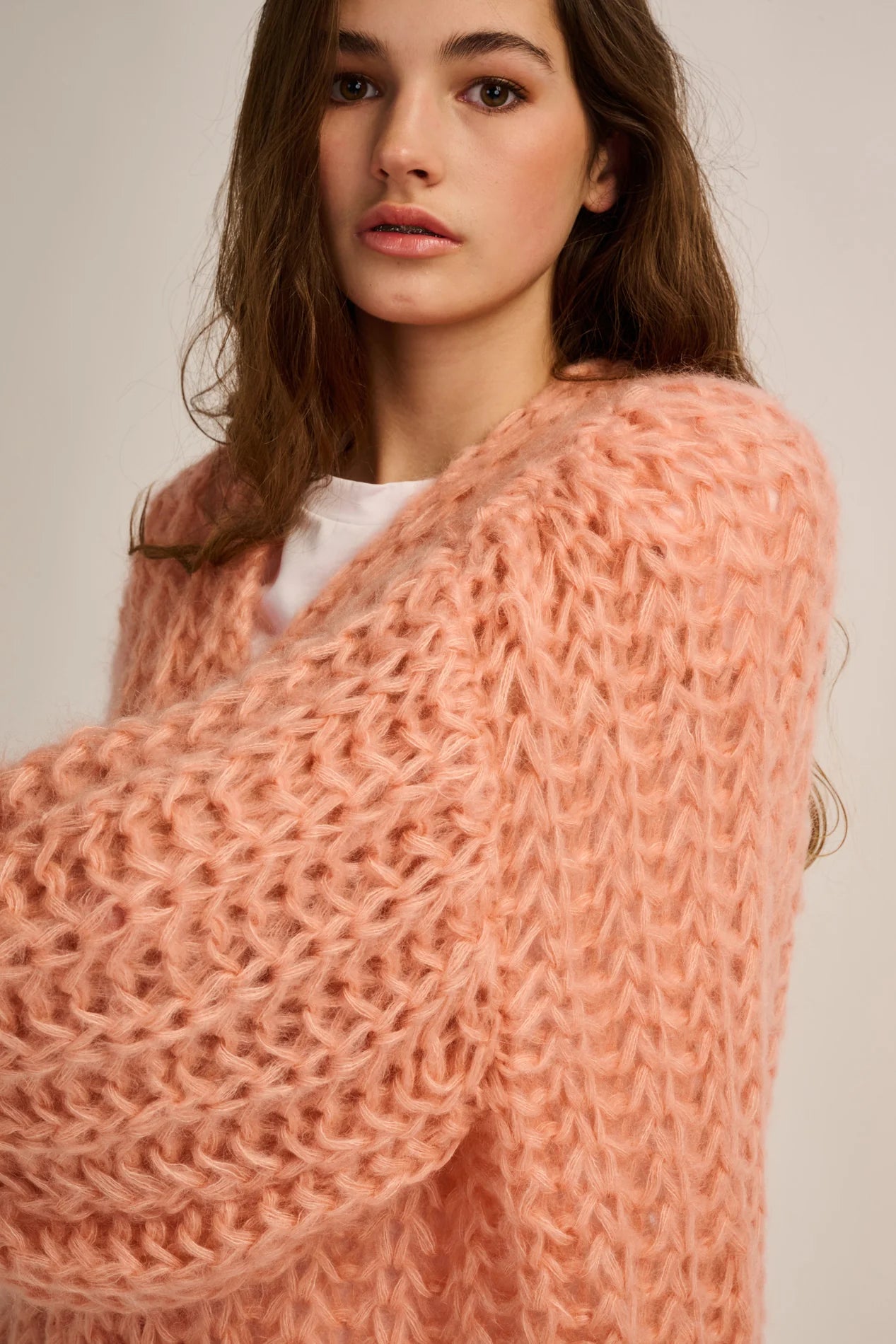 Les Tricots d'O | Tessa Cardigan Rib - Peach
