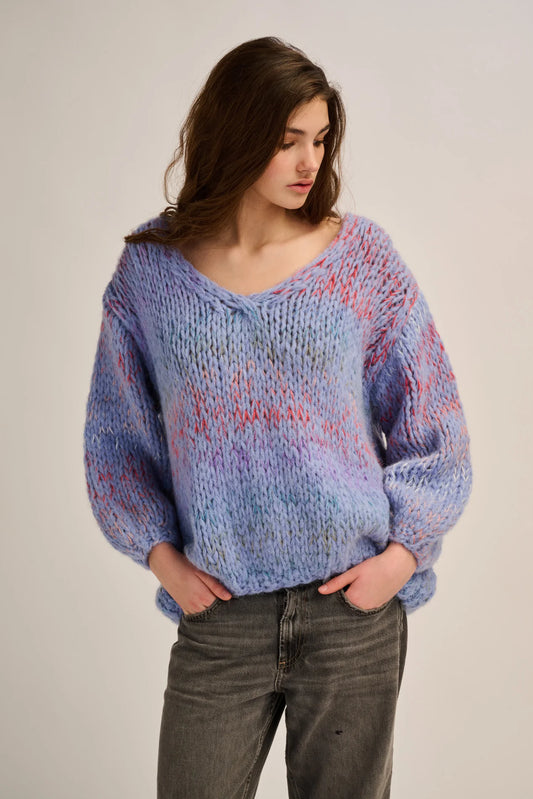 Les Tricots d’O | Cato Pullover V Neck - Jeans Blue