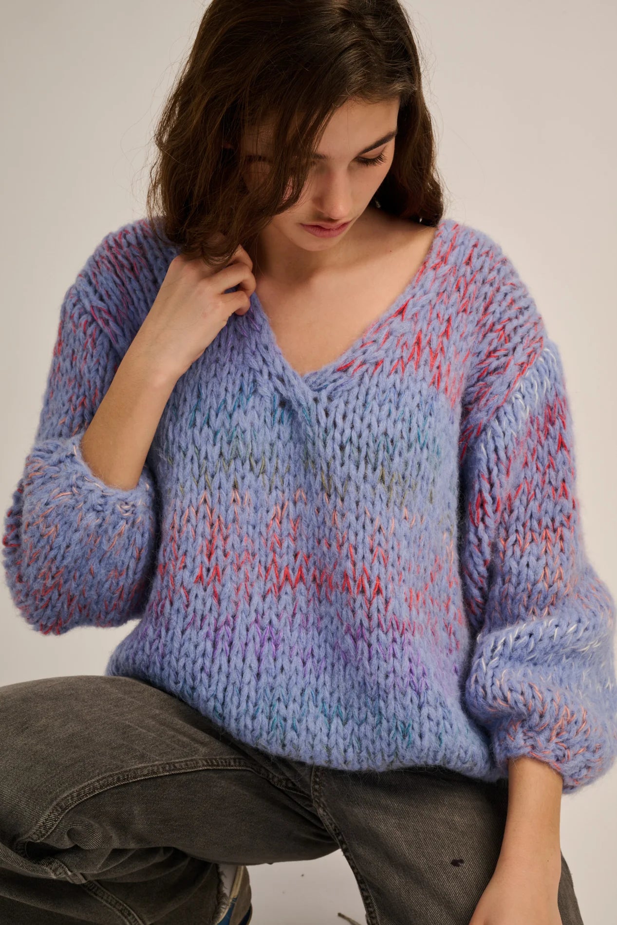 Les Tricots d’O | Cato Pullover V Neck - Jeans Blue