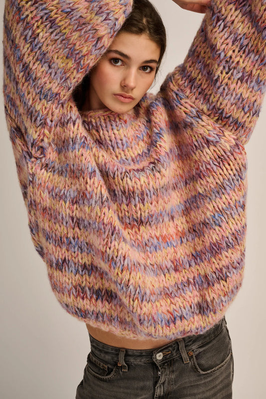 Les Tricots d'O | Lola Pullover Round Neck -Lilac / Peach