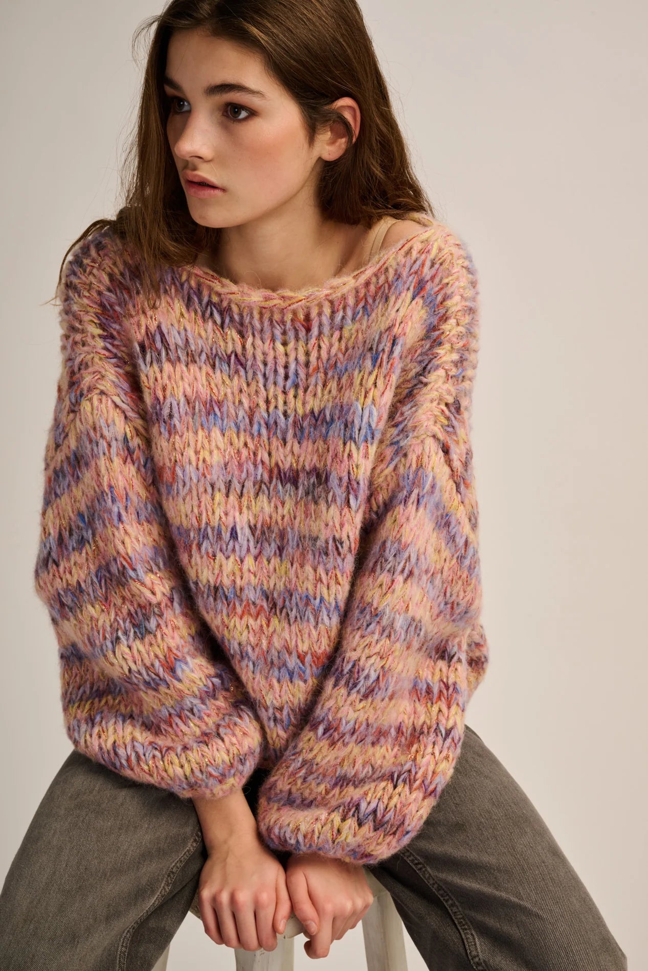 Les Tricots d'O | Lola Pullover Round Neck -Lilac / Peach