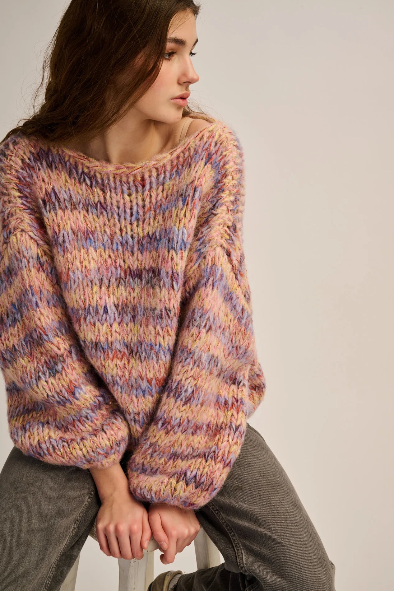 Les Tricots d'O | Lola Pullover Round Neck -Lilac / Peach