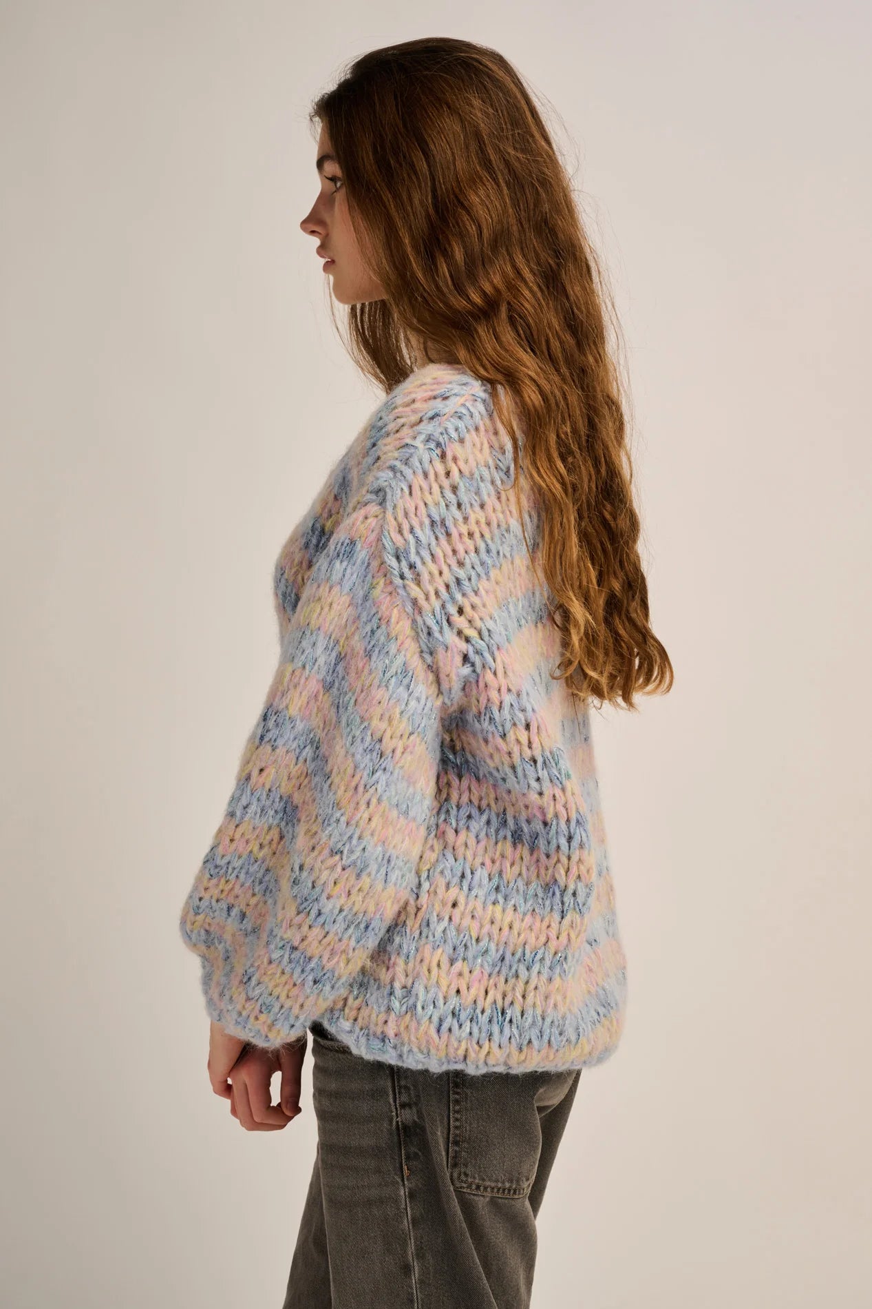 Les Tricots d’O | Lizzy Pullover V Neck - Pastel Blue/ Yellow/ Pink
