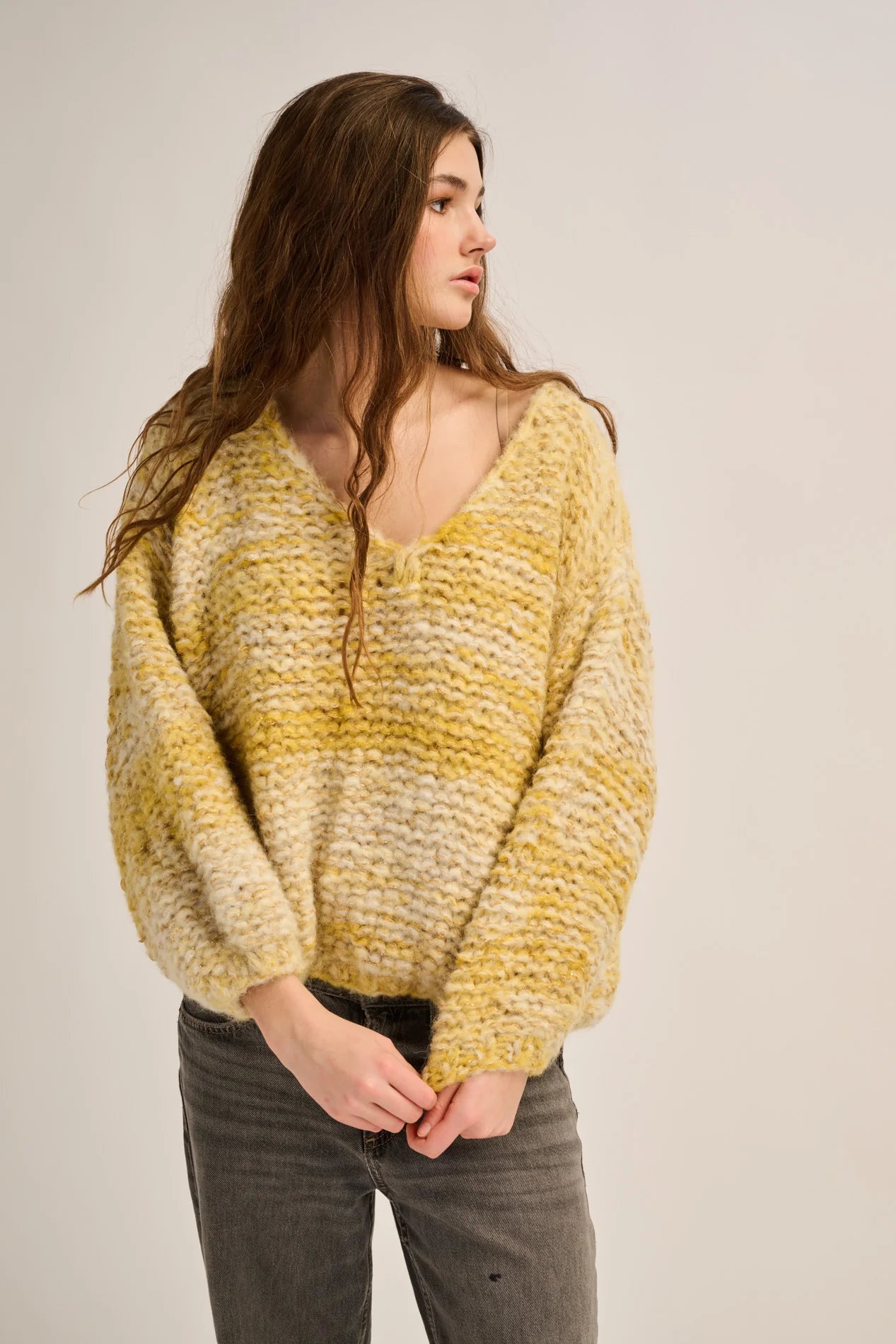 Les Tricots d'O | Hannah Pullover V Neck - Yellow