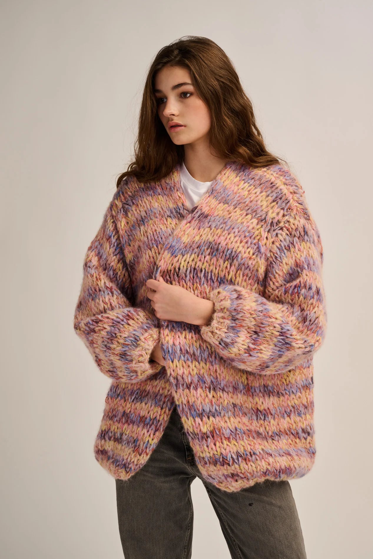 Les Tricots d’O | Maud Cardigan Short - Lilac / Peach