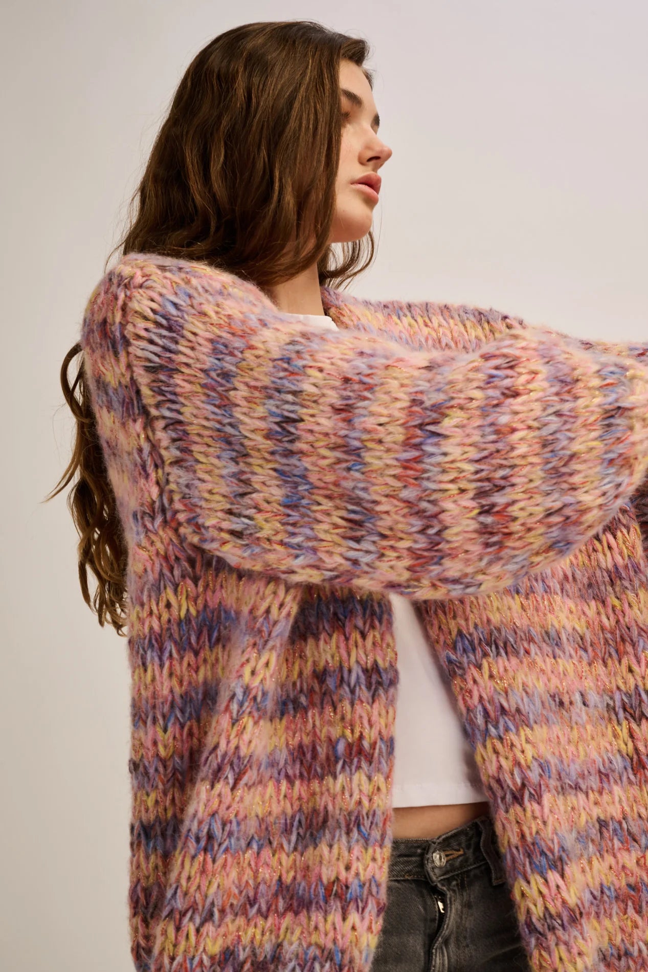 Les Tricots d’O | Maud Cardigan Short - Lilac / Peach