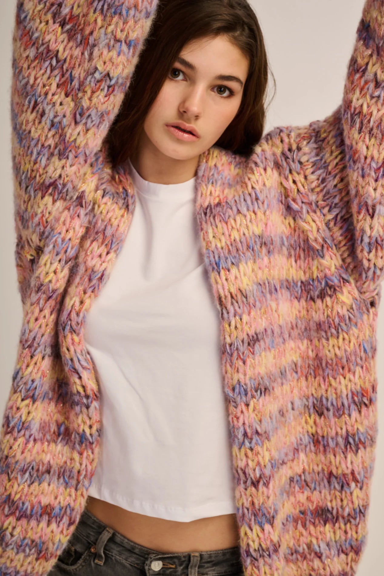 Les Tricots d’O | Maud Cardigan Short - Lilac / Peach