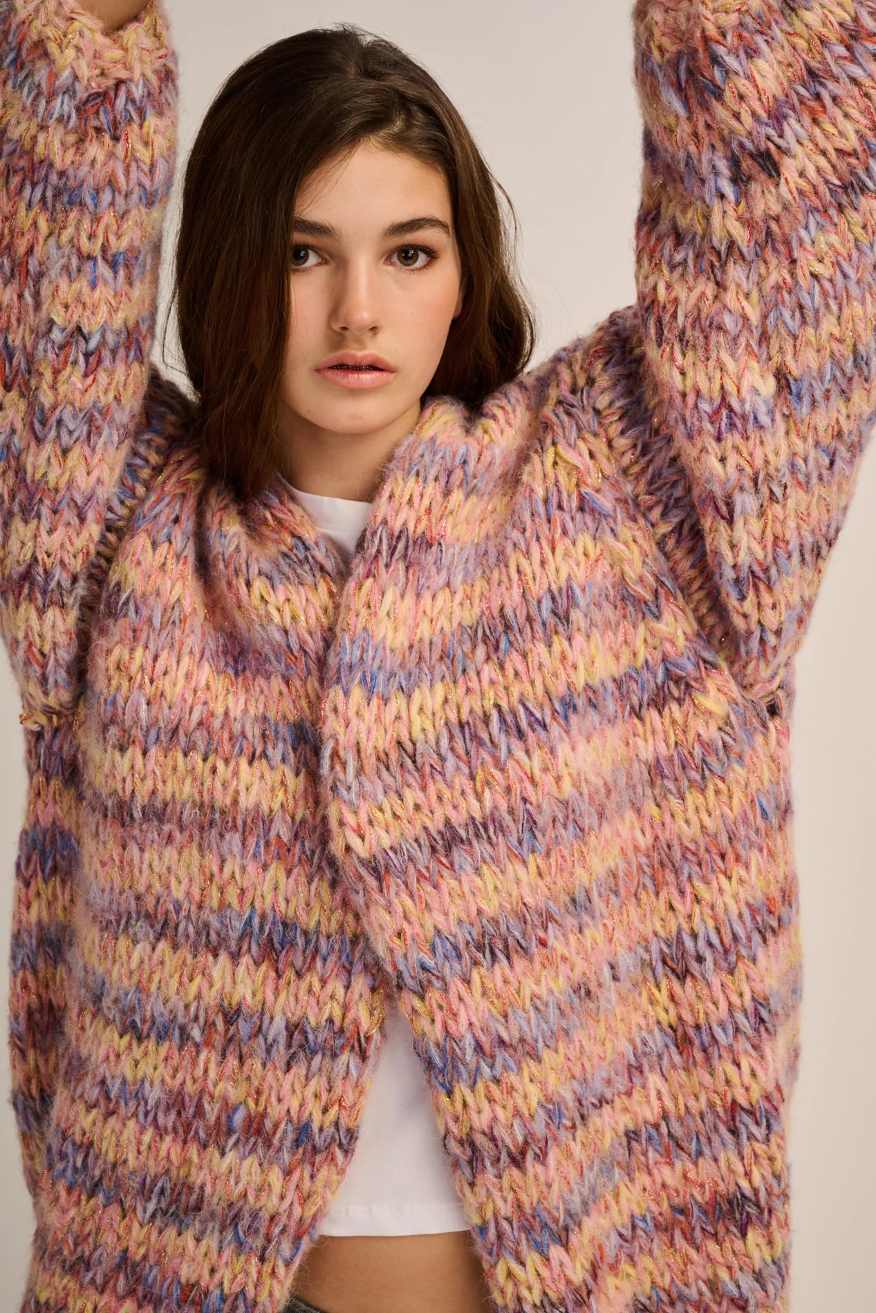 Les Tricots d’O | Maud Cardigan Short - Lilac / Peach