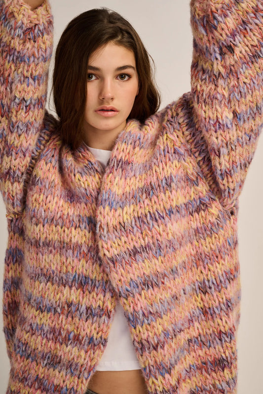 Les Tricots d’O | Maud Cardigan Short - Lilac / Peach