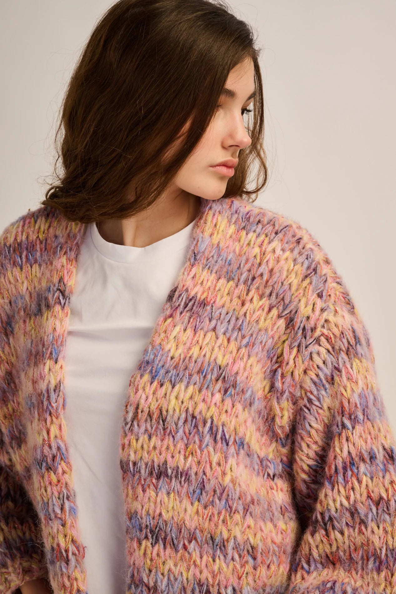 Les Tricots d’O | Maud Cardigan Short - Lilac / Peach