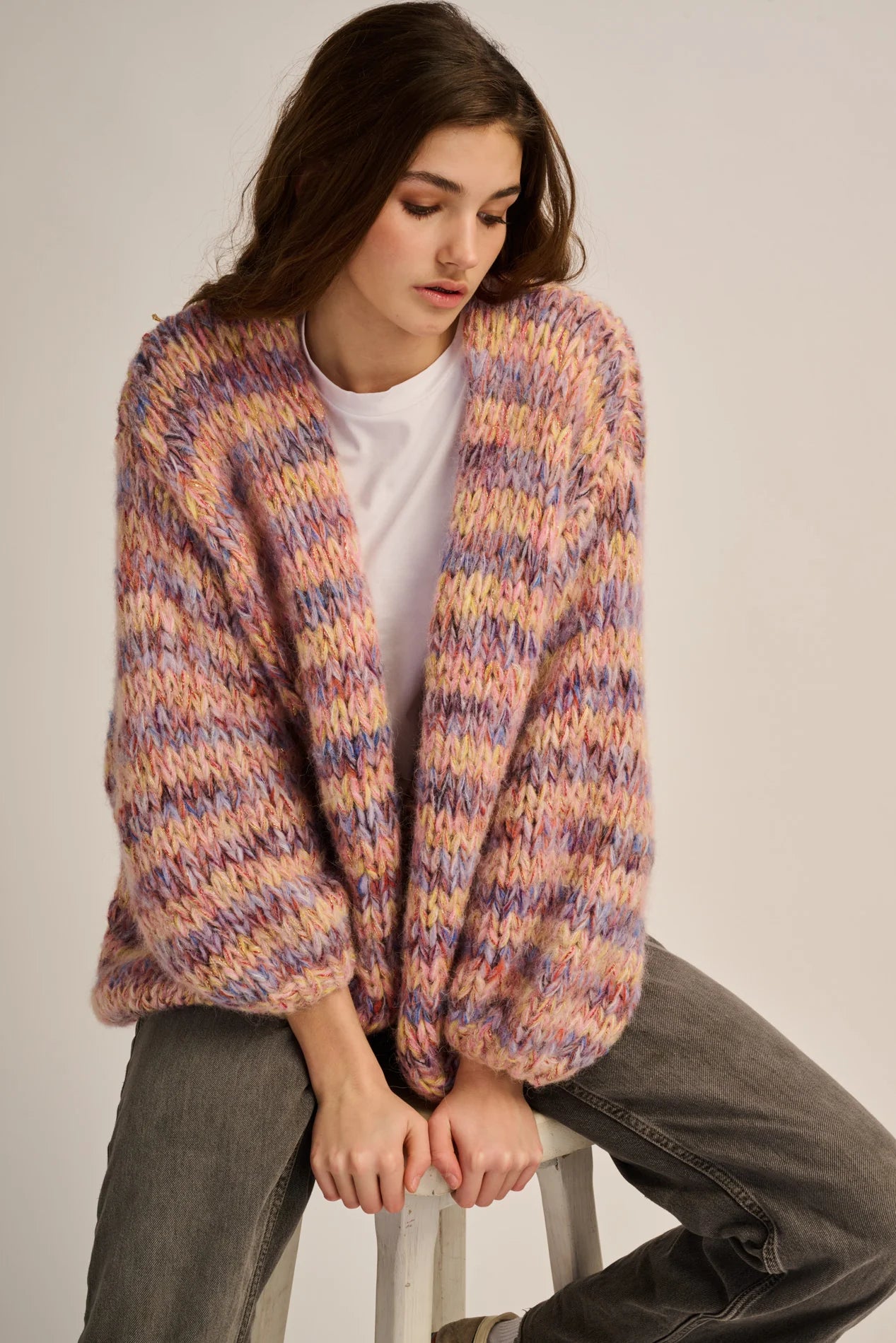 Les Tricots d’O | Maud Cardigan Short - Lilac / Peach