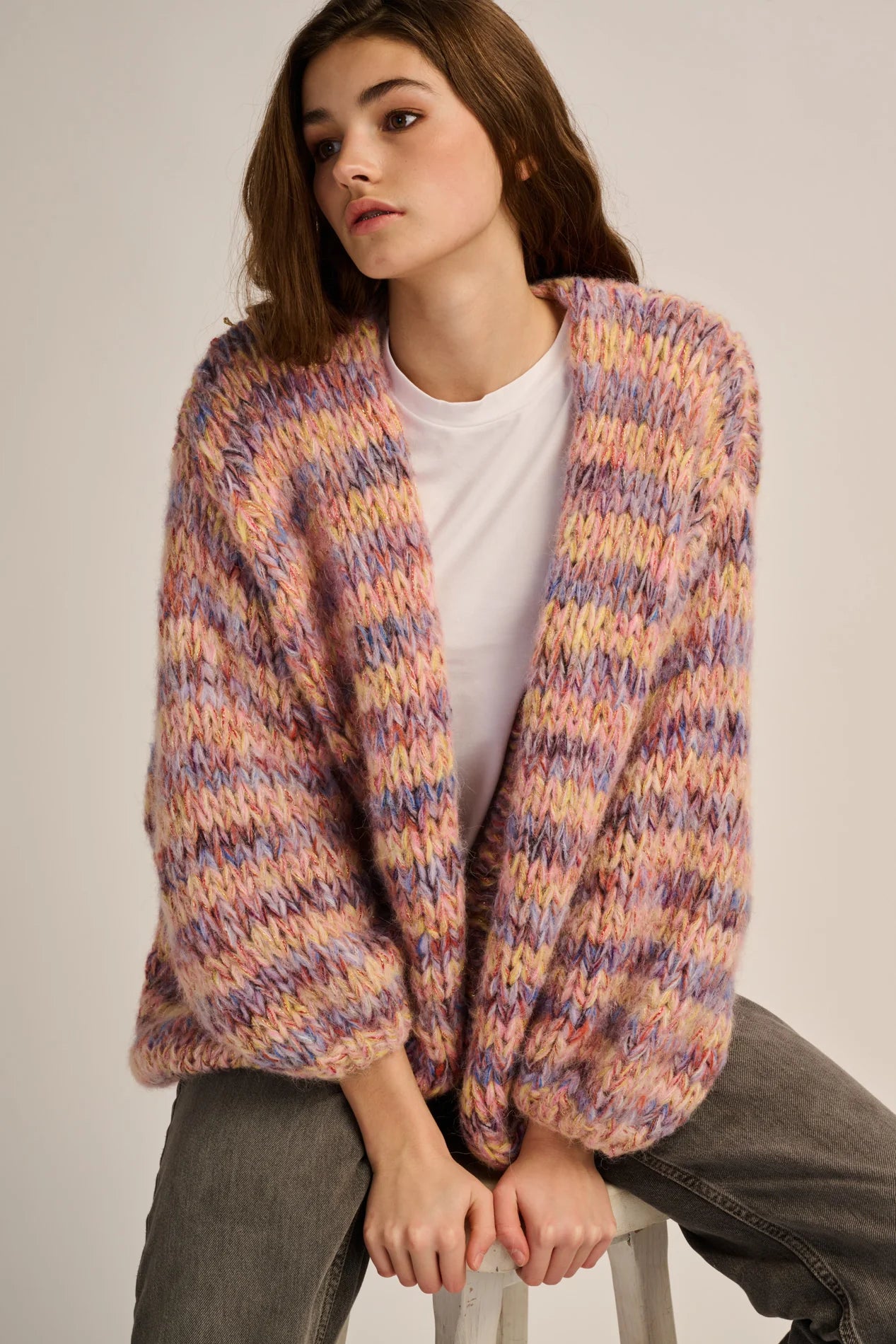 Les Tricots d’O | Maud Cardigan Short - Lilac / Peach