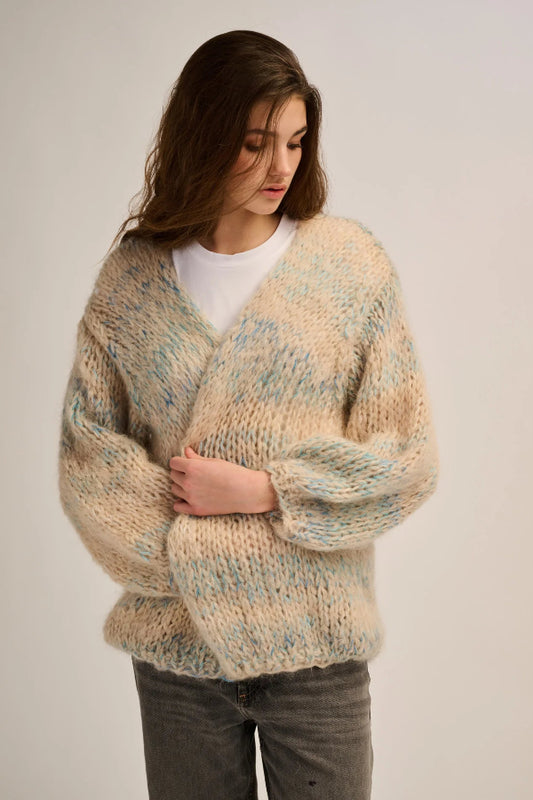 Les Tricots d’O | Brigitte Cardigan Short – Sand / Blue