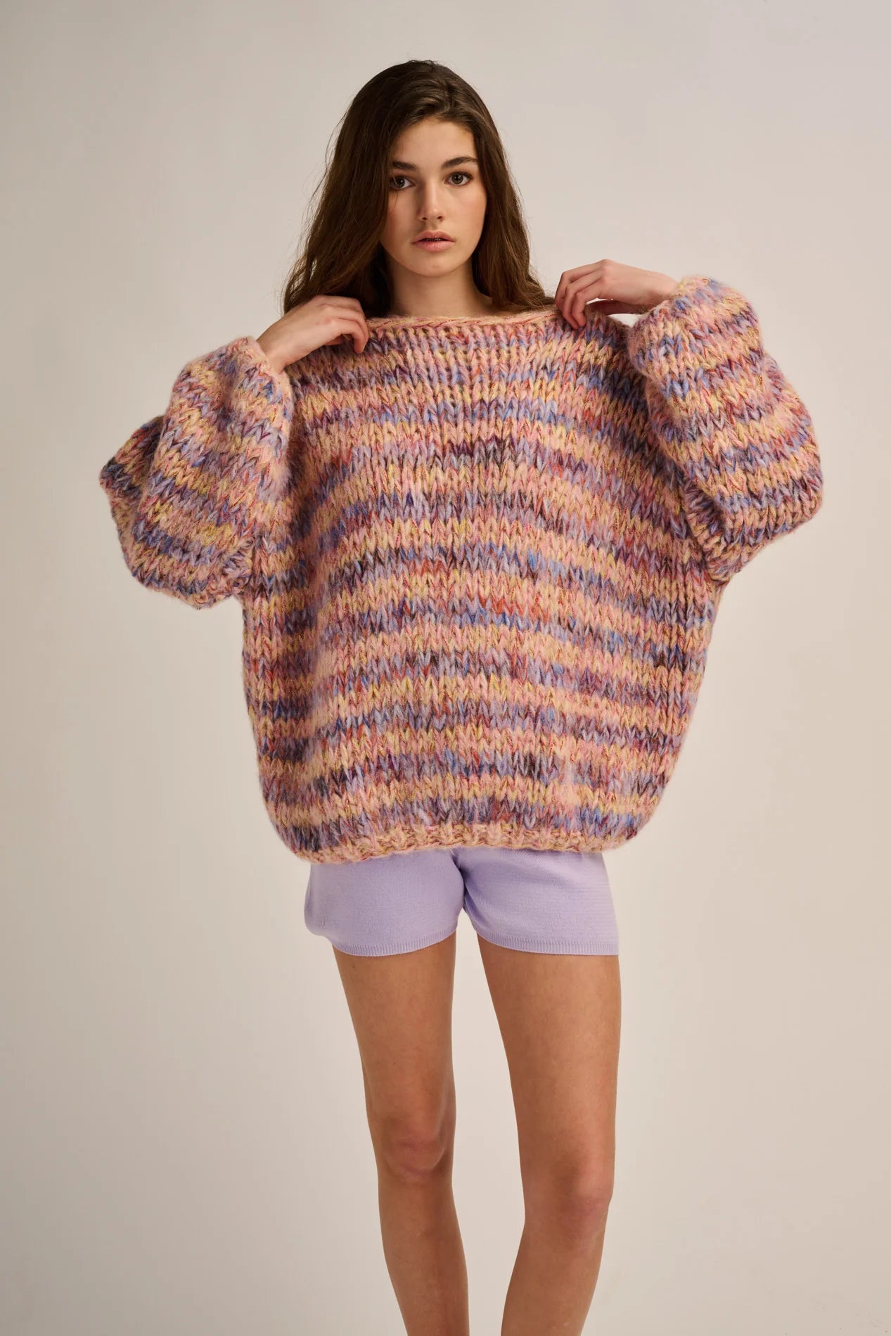 Les Tricots d'O | Lola Pullover Round Neck -Lilac / Peach