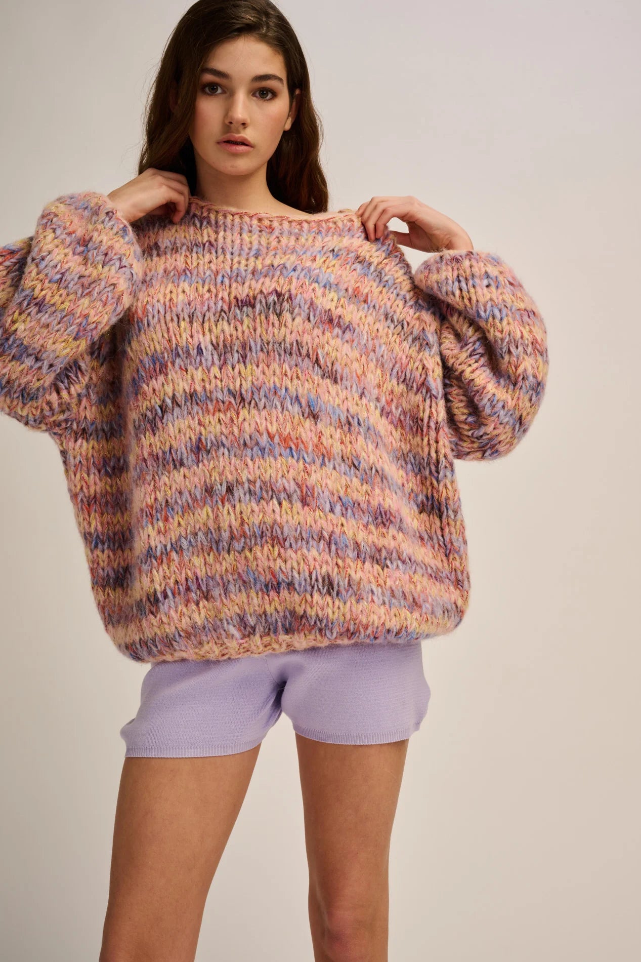 Les Tricots d'O | Lola Pullover Round Neck -Lilac / Peach