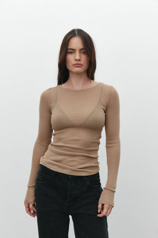 Bayse | Myles Crew Neck Top - Latte