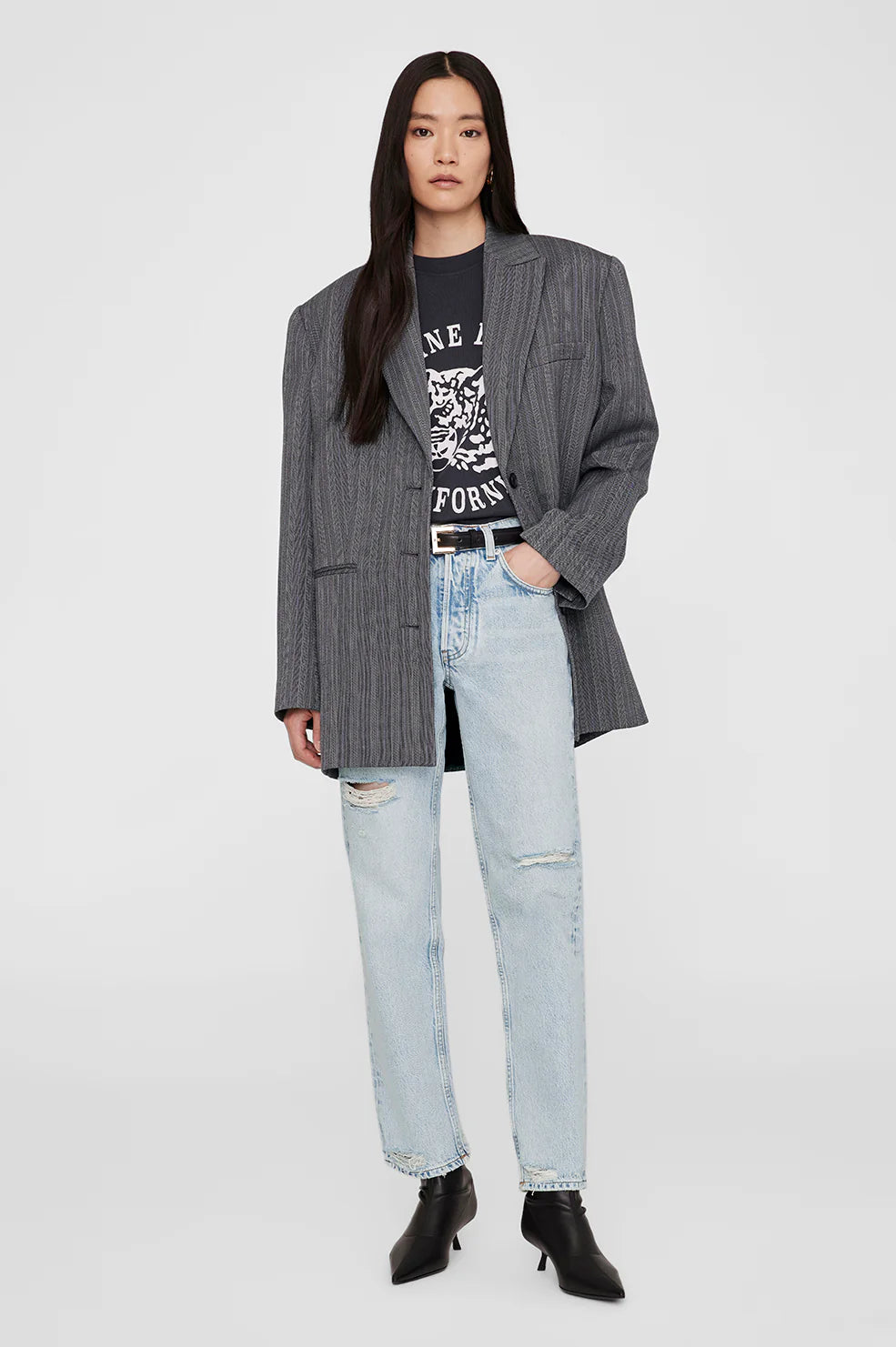 Anine Bing | Avi Tee Collegiate Leopard - Charcoal