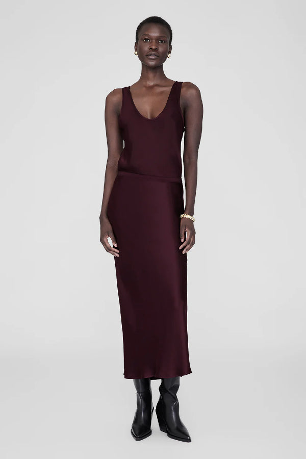 Anine Bing | Bar Silk Skirt - Bordeaux