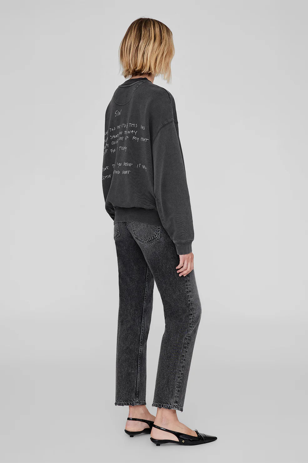 Anine Bing | Jaci Sweatshirt Lyrics - Washed Black