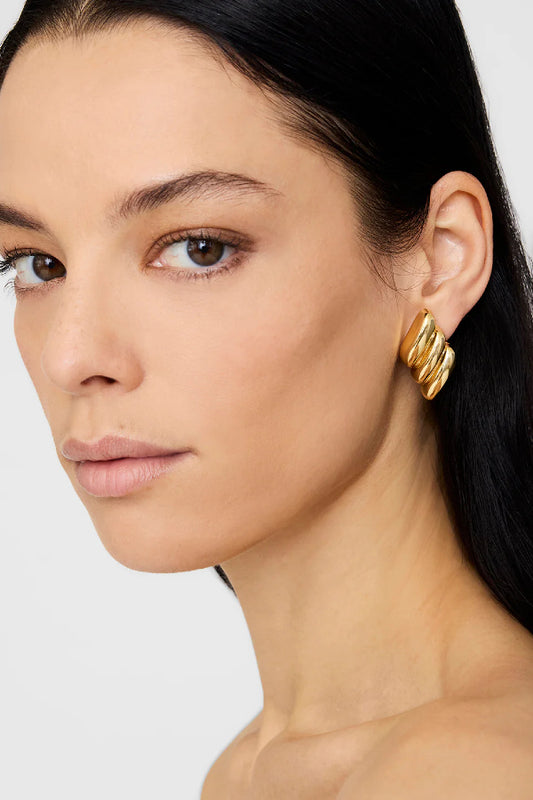 Anine Bing | Diagonal Ribbed Earring - Gold
