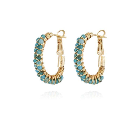 Gas Bijoux | Gold Lyre Hoop Earrings - Blue