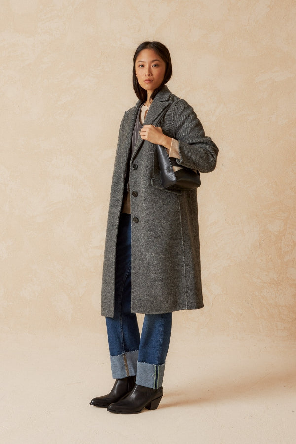 Indi & Cold | Loden Oversized Coat - Grey