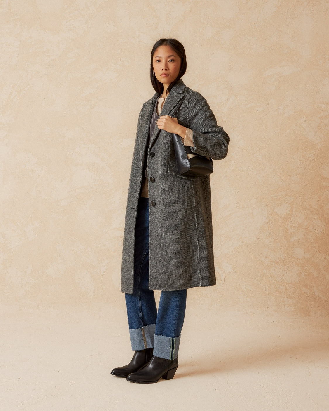 Indi & Cold | Loden Oversized Coat - Grey