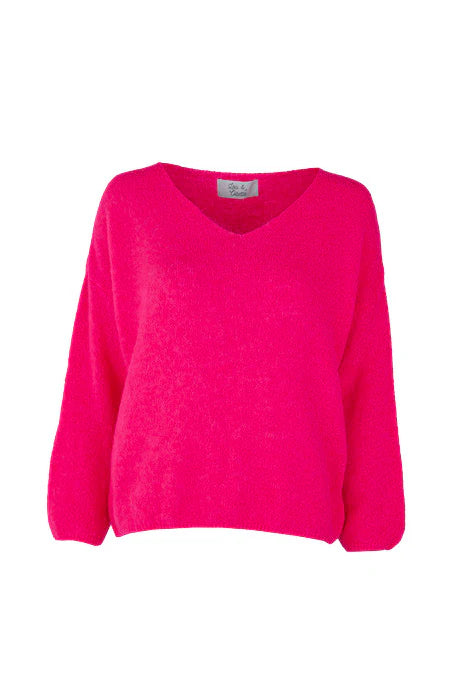 Lou & Odette | Bibi Pullover V-neck - Neon Pink