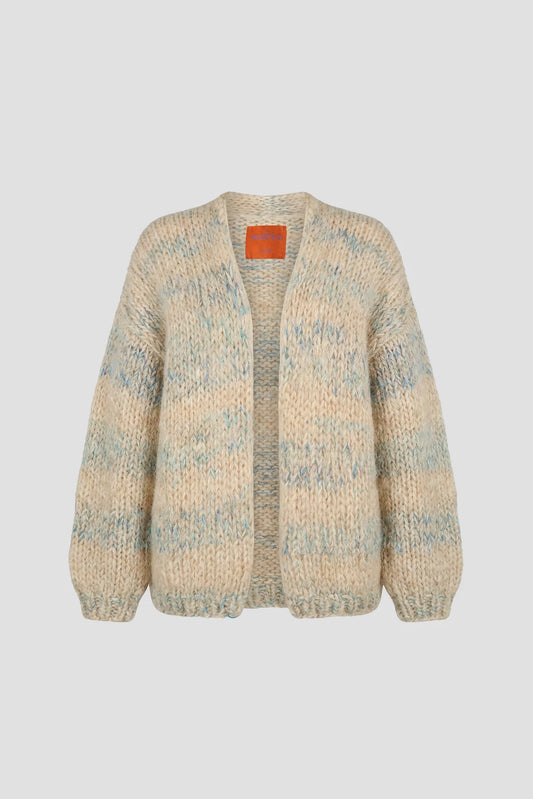 Les Tricots d’O |Brigitte Cardigan Short – Sand / Blue