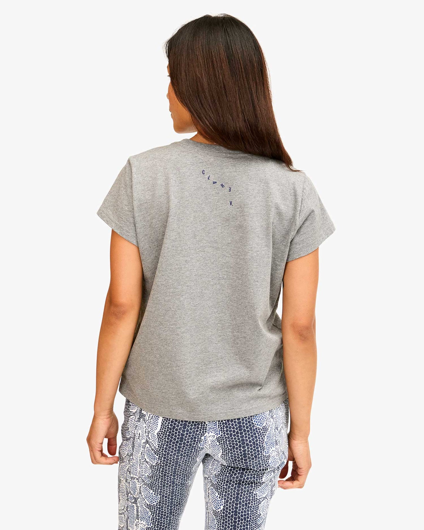 Clare V | Classic Tee Apero - Grey Marle / Indigo