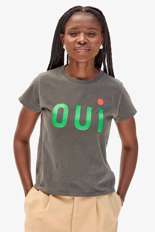 Clare V | Classic Oui Tee - Faded Black