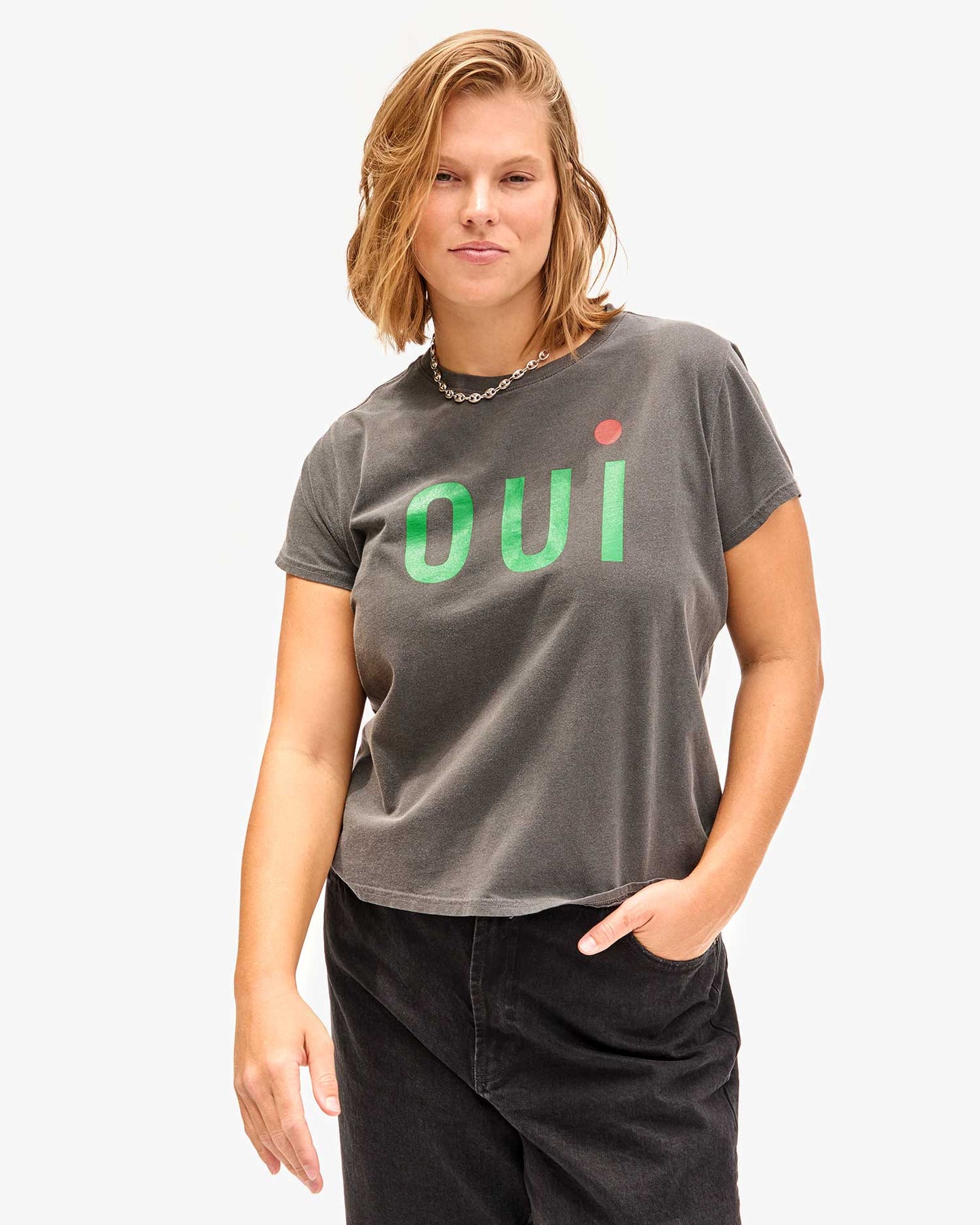 Clare V | Classic Oui Tee - Faded Black