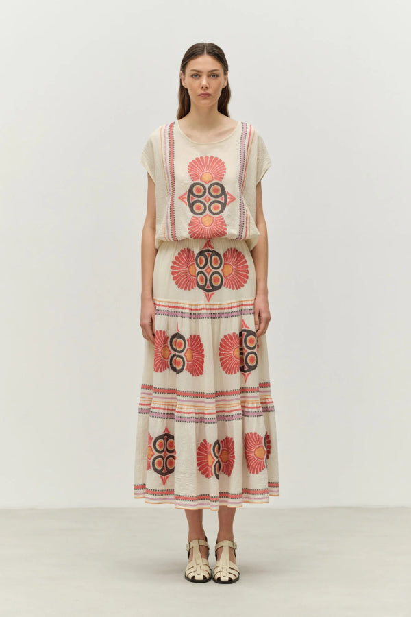 Devotion Twins | Loki  Blouse - Red /Ecru