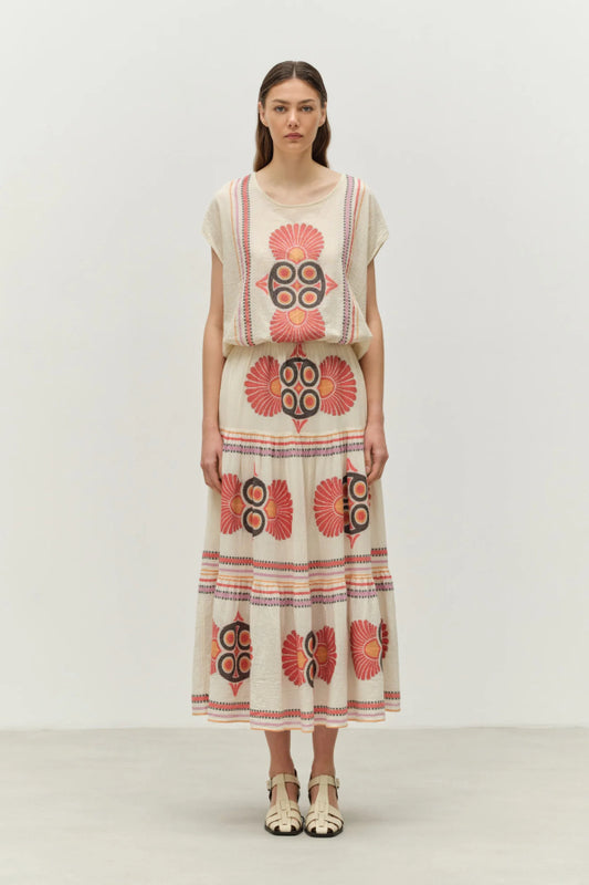 Devotion Twins | Loki  Blouse - Red /Ecru