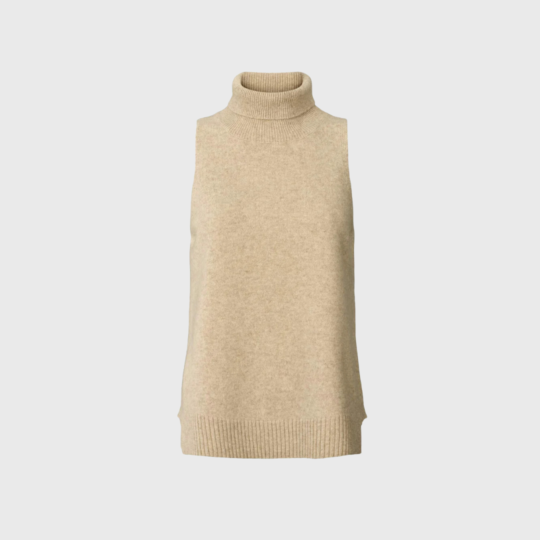 Rabens Saloner | Diara Pure Wool Funnel top - Oatmeal