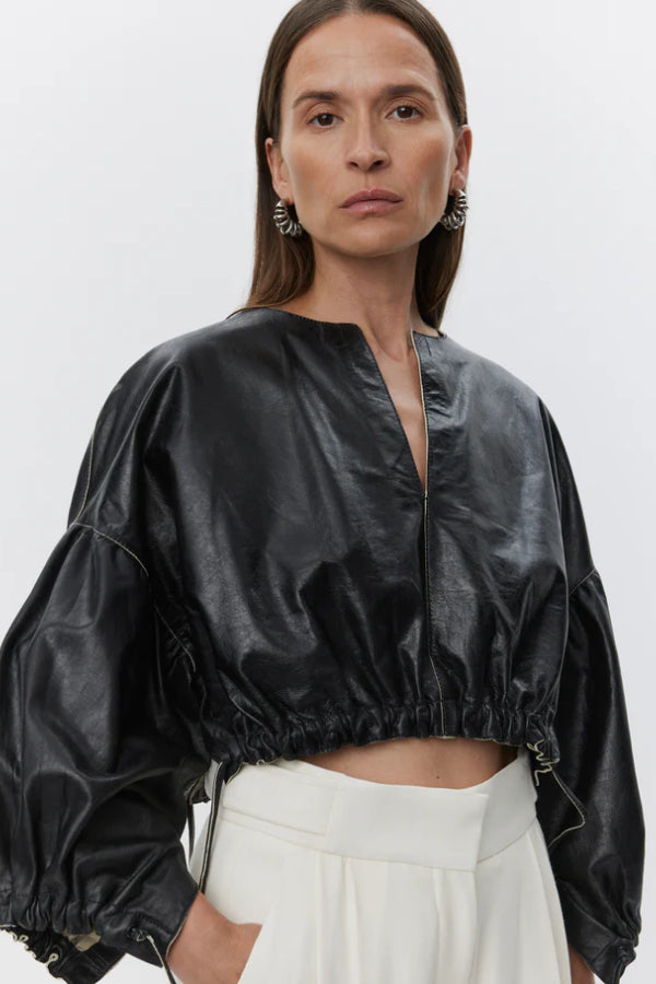 Day Birger | Dorothy Fine Polished Leather Shirt - Black