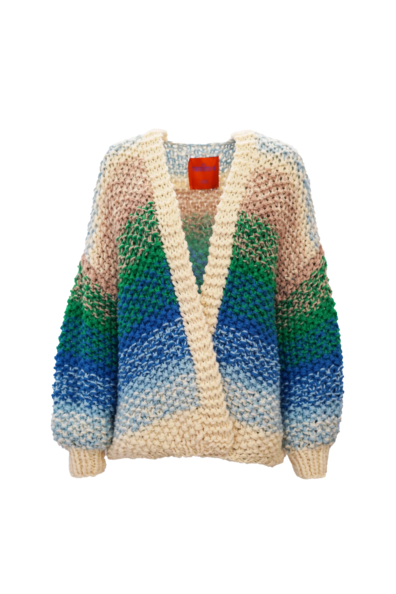 Les Tricots D'o | Rachel Cardigan - Off White / Green / Blue
