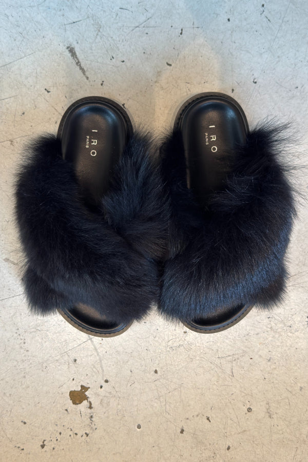 IRO Paris | Cross Foxy Slide - Black Fur